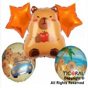 SET DE GLOBOS METALIZADO CARPINCHO 5 UNIDADES X 1